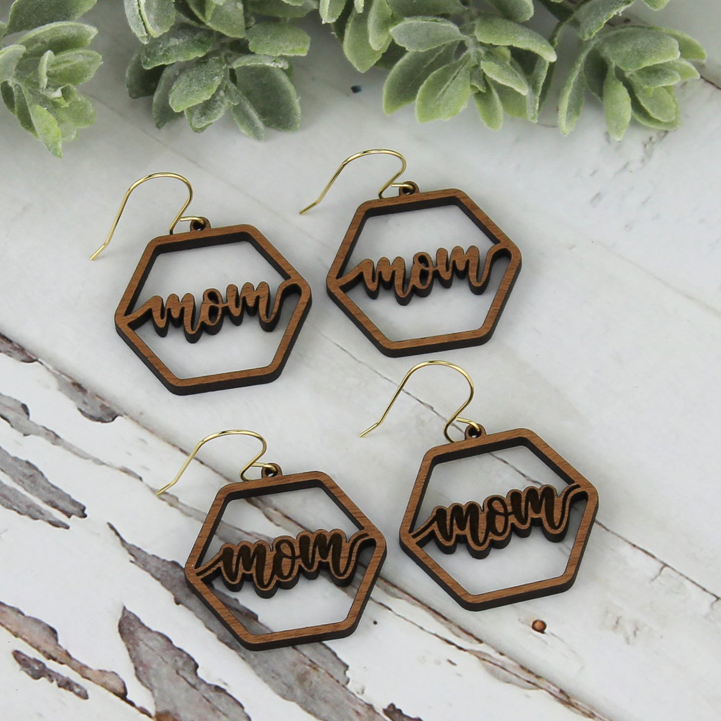 Hexagon Mom Earrings - Mother's Day Earrings (Set of 2)