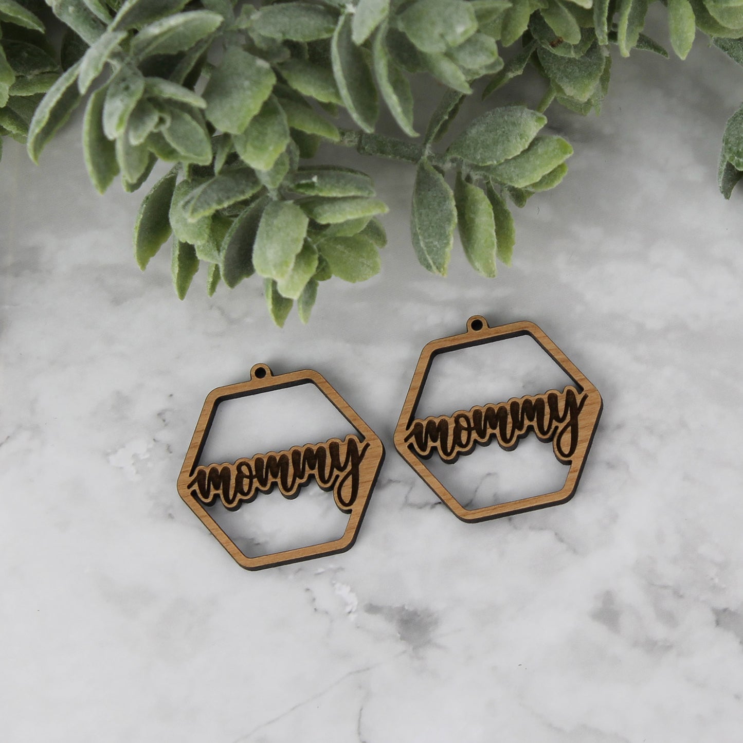 Hexagon Mommy Earrings - Mother's Day Earrings - Glowforge