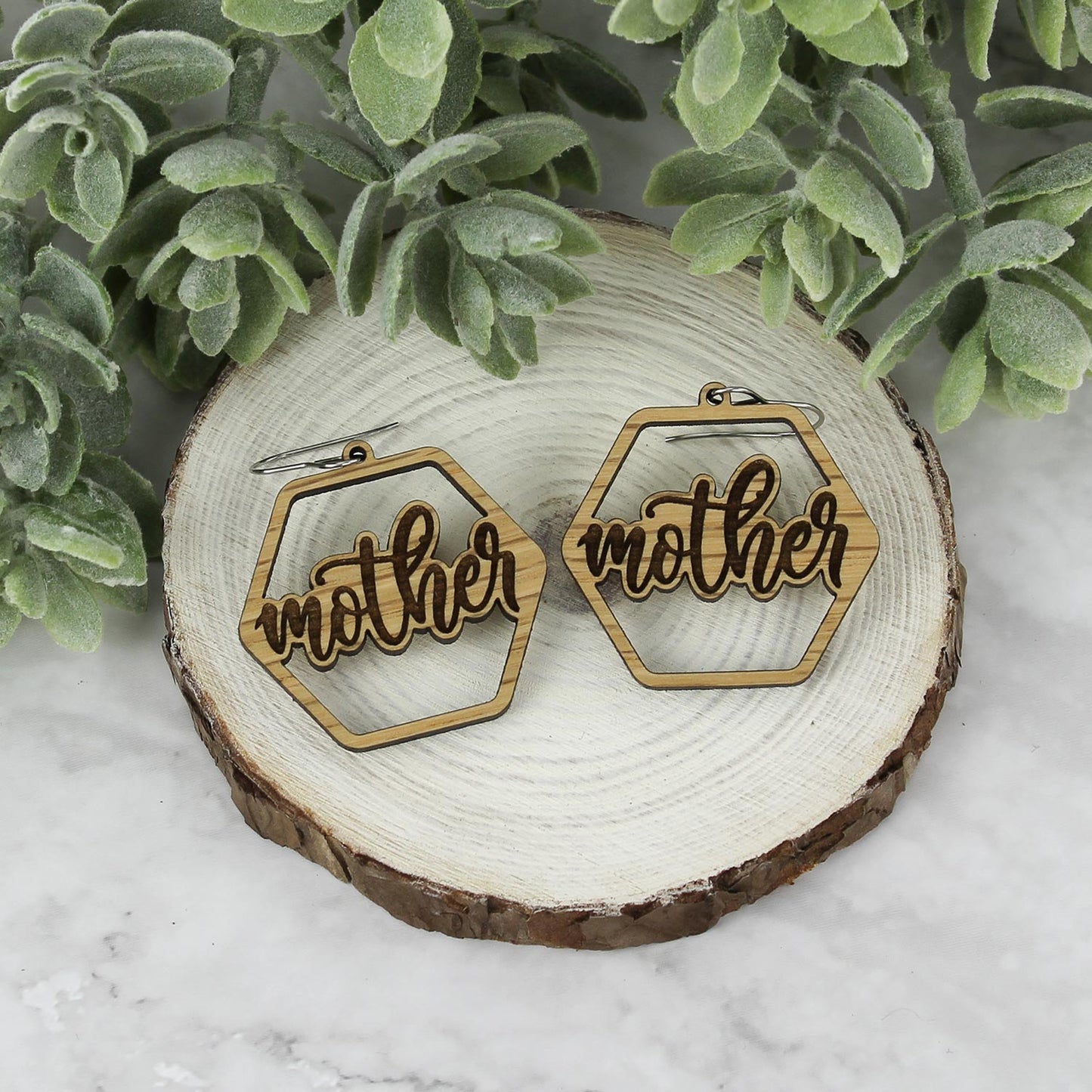 Hexagon Mother Earrings - Mother's Day Earrings - Glowforge