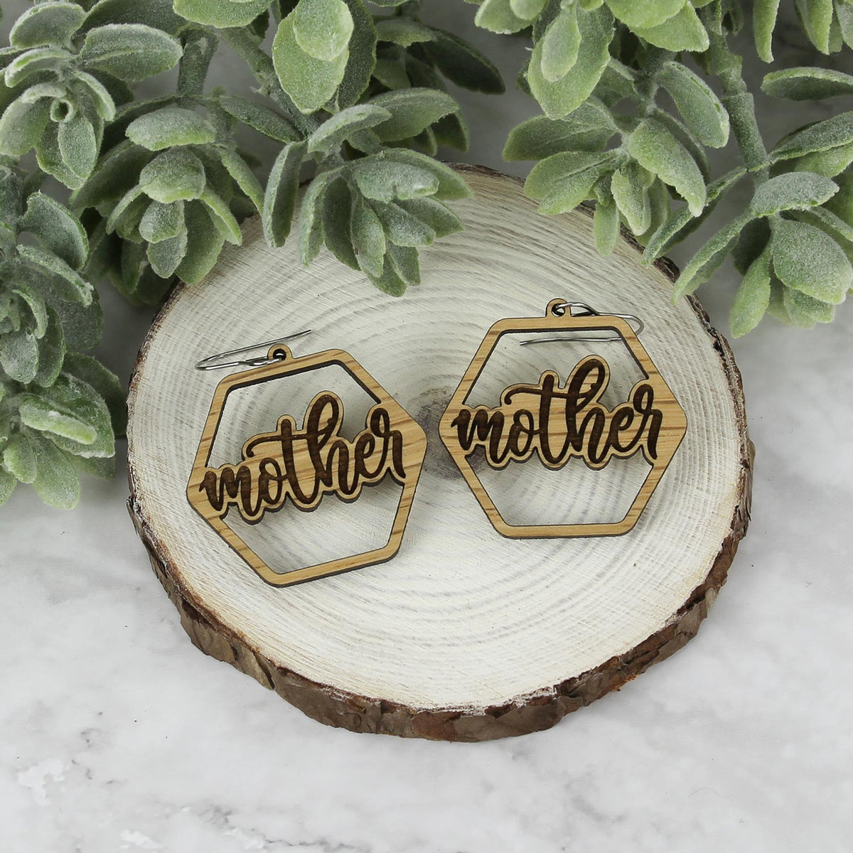 Hexagon Mother Earrings - Mother's Day Earrings - Glowforge