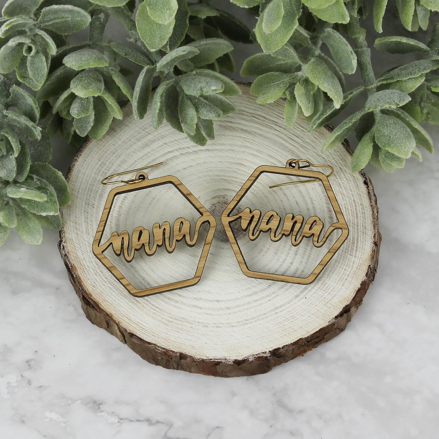 Hexagon Nana Earrings - Mother's Day Earrings (Set of 2)