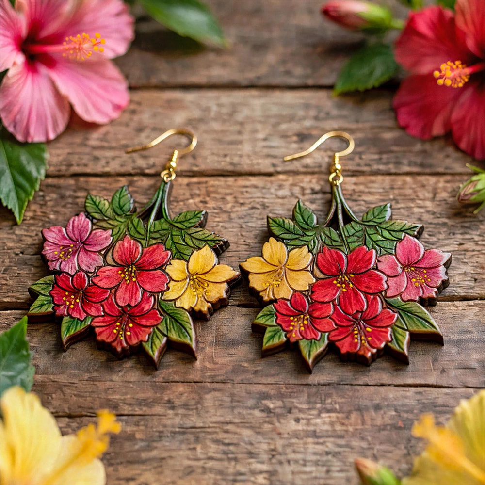 Hibiscus Flower Bouquet Earring - Glowforge