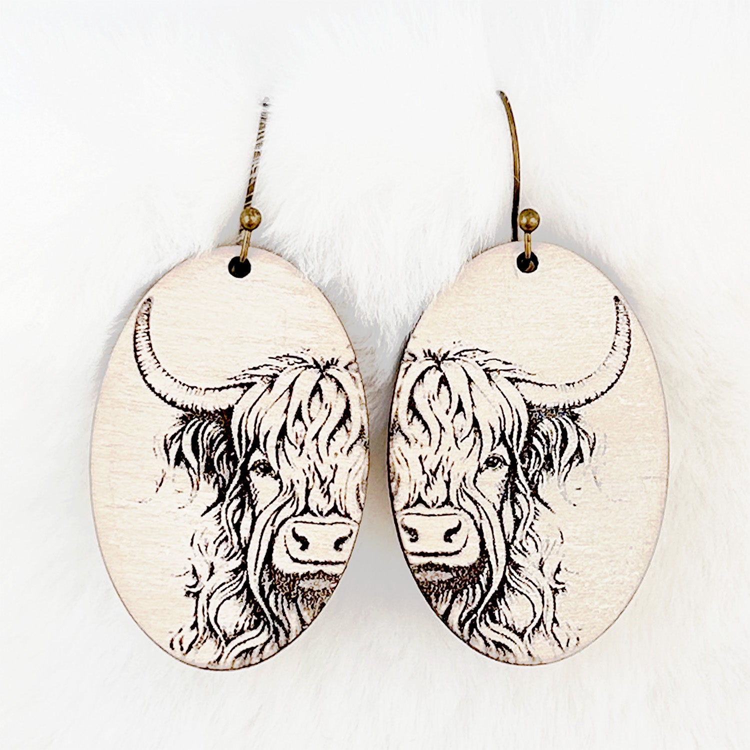 Engraved Cow Highland Cow Farm Animal Dangle Earrings – Glowforge Shop