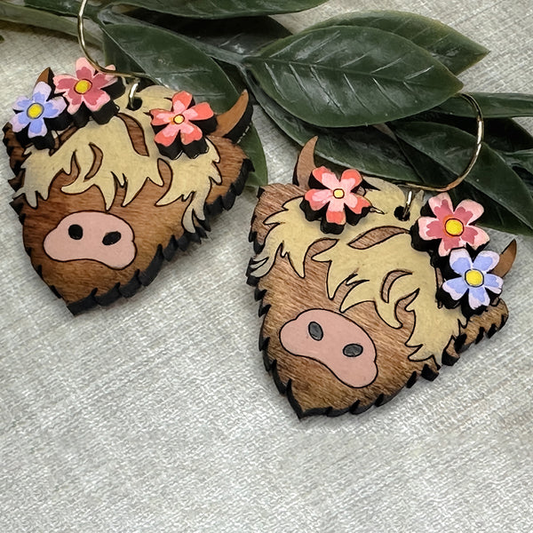 Highland Cow Layered Dangle Earrings – Glowforge Shop