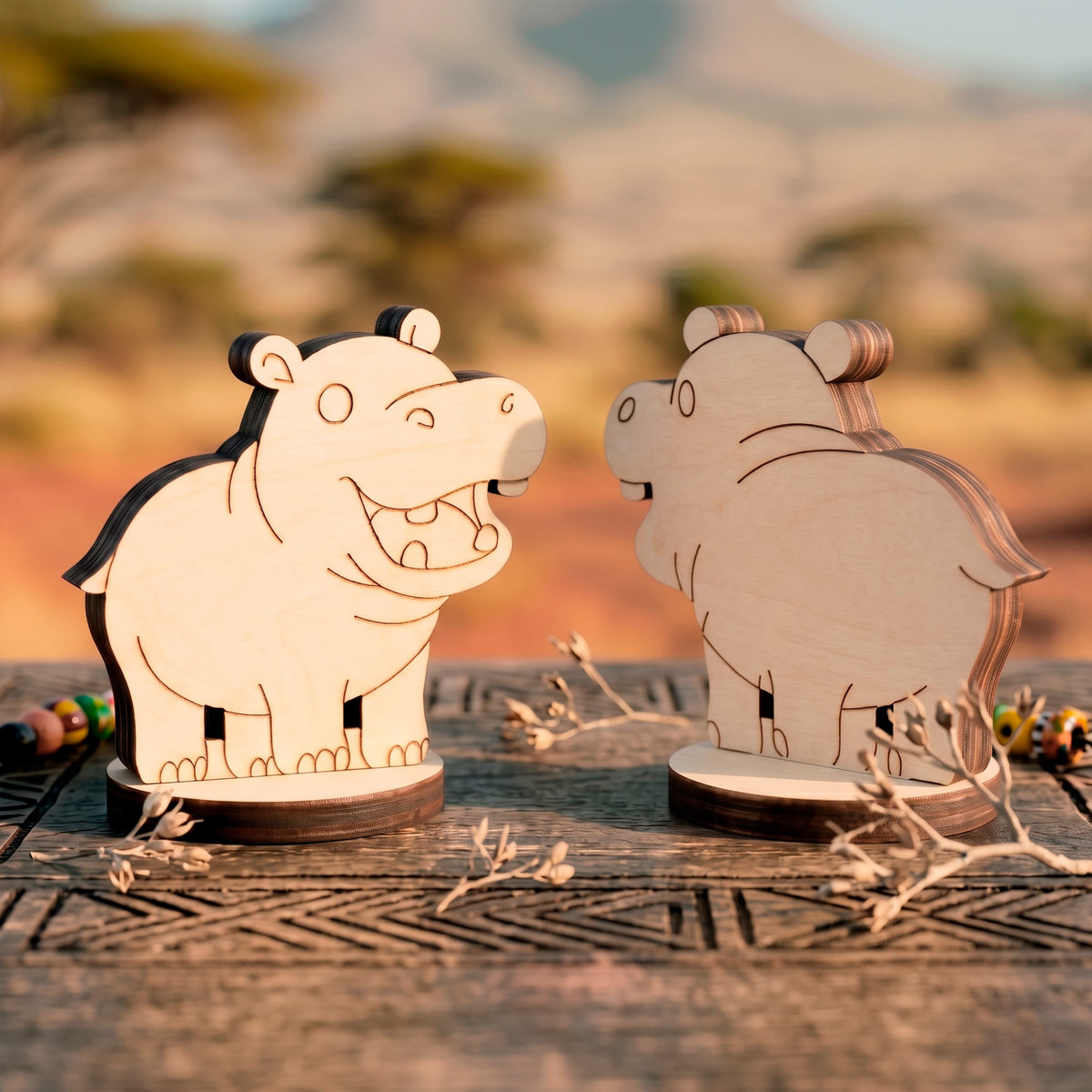 Hippo Toy Miniature - Hippopotamus Safari Figure for Play & Painting - Glowforge