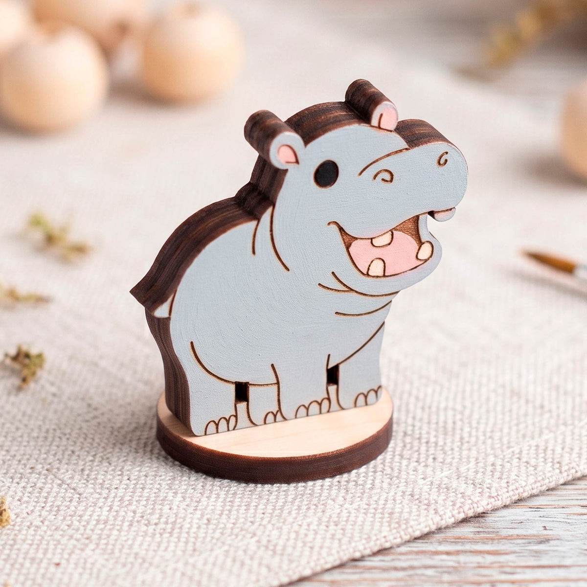 Hippo Toy Miniature - Hippopotamus Safari Figure for Play & Painting - Glowforge