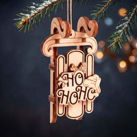 Ho Ho Ho Santa Sled Ornament - Glowforge
