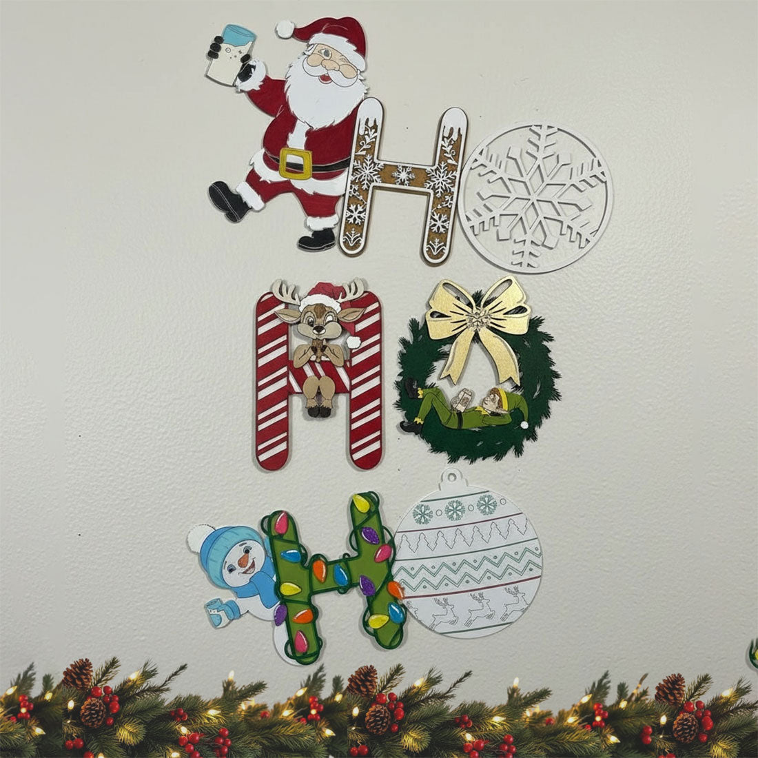 Ho Ho Ho Wall Hanger Christmas Decor - Glowforge