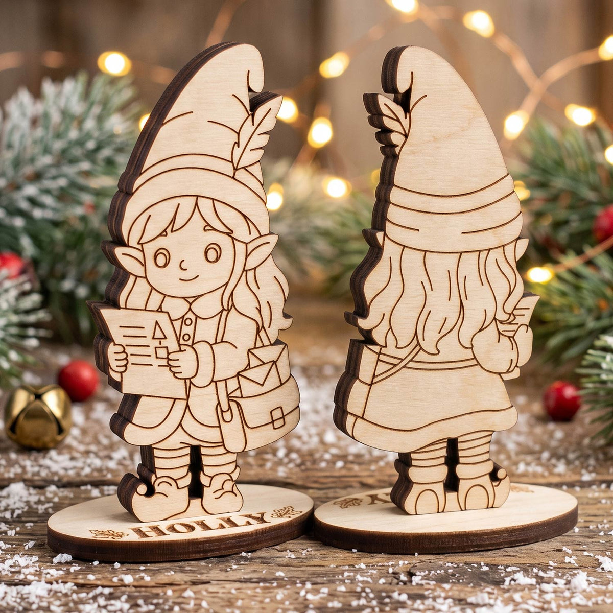 Holly Christmas Mail Clerk - Santa Workshop Figure for Play & Painting - Glowforge