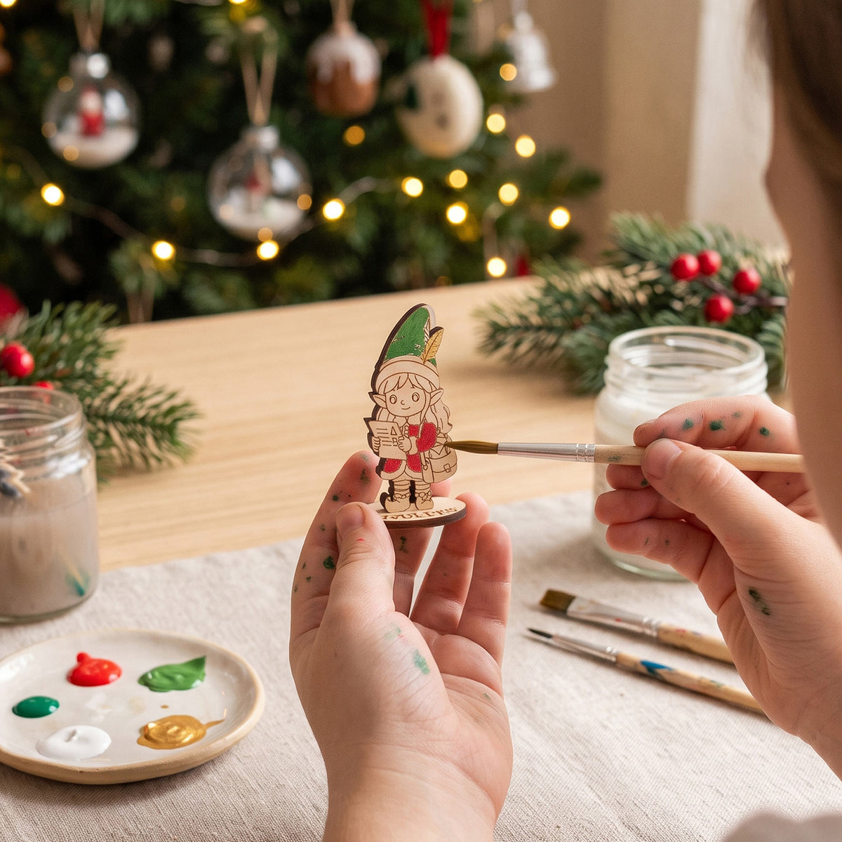 Holly Christmas Mail Clerk - Santa Workshop Figure for Play & Painting - Glowforge