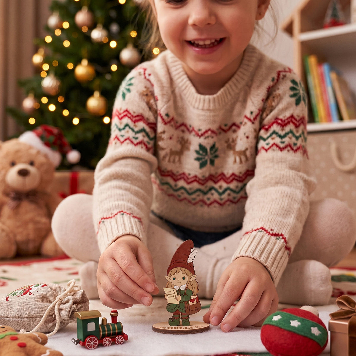 Holly Christmas Mail Clerk - Santa Workshop Figure for Play & Painting - Glowforge