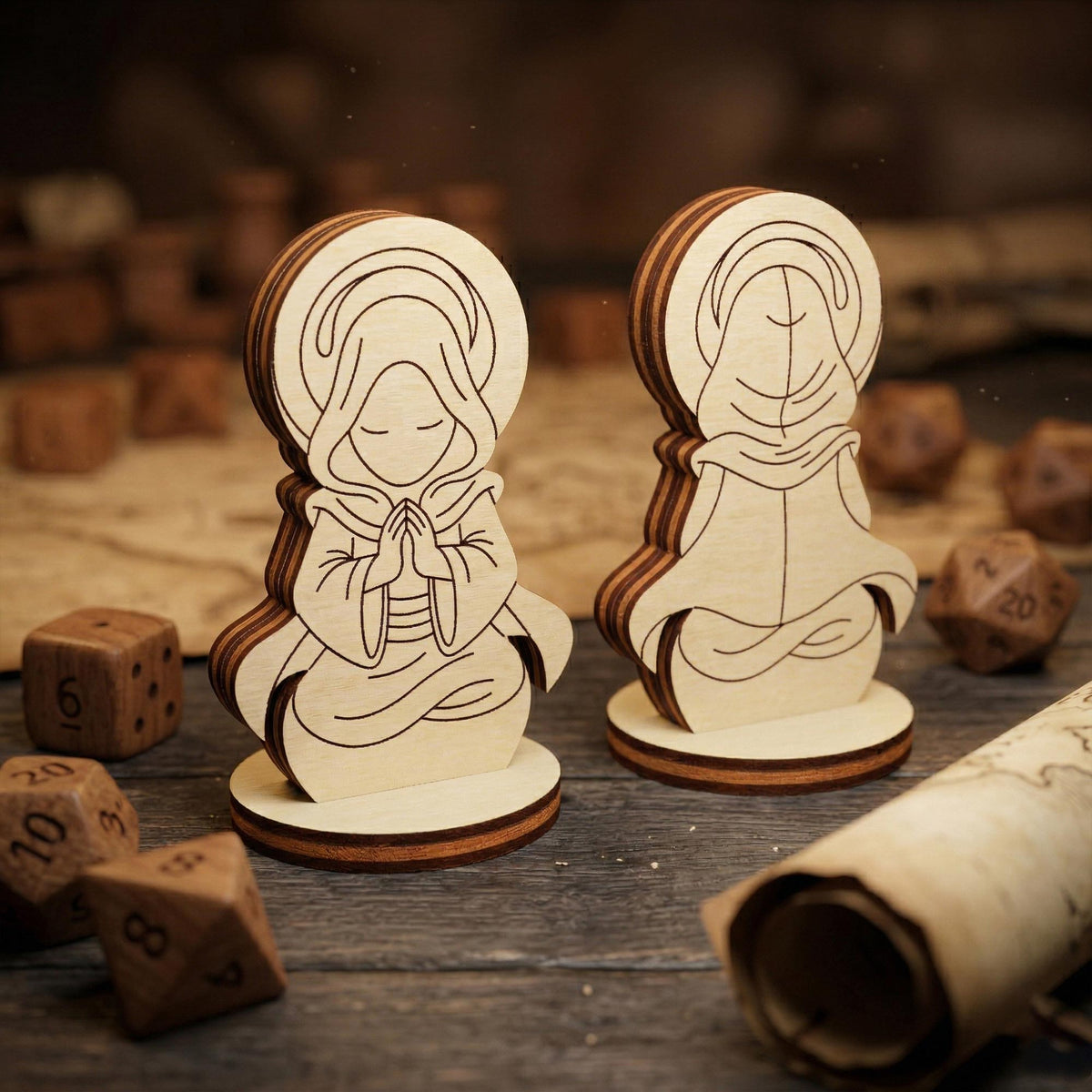 Holy Monk Figurine - Fantasy Cleric, Priest, Martial Arts Sage RPG Character - Glowforge