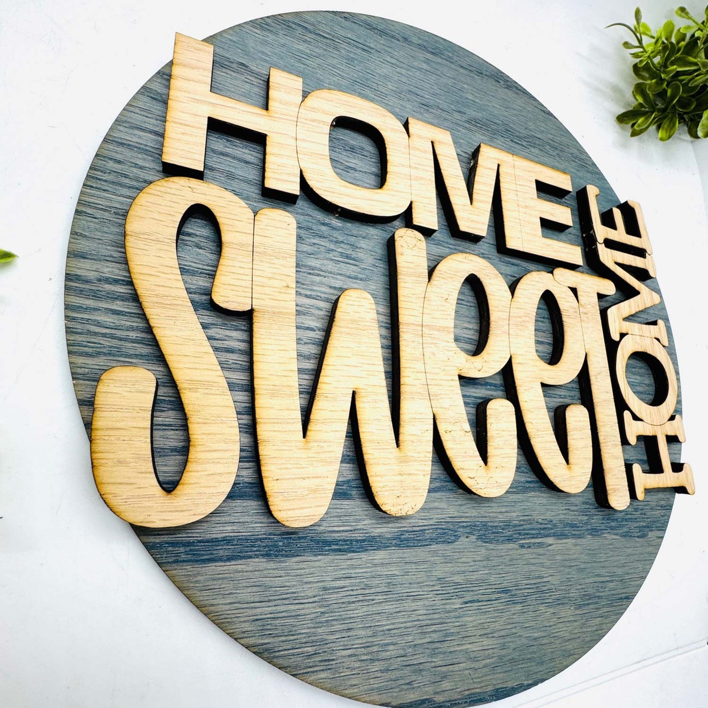 Home Sweet Home Round Sign Vertical Layered Farmhouse Decor - Glowforge