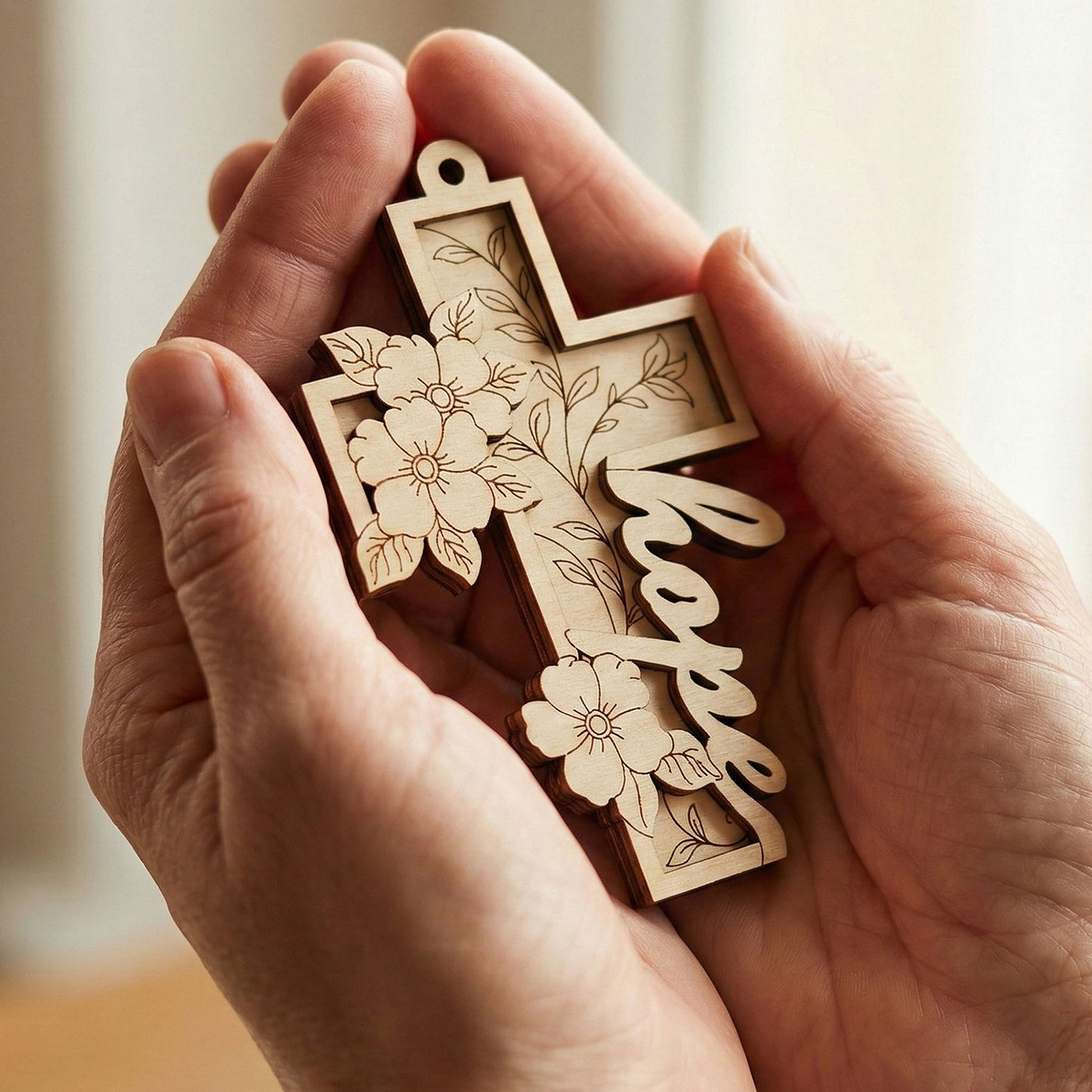 Hope Love Faith Crosses - Layered Christian Pendant Ornaments (Set of 3) - Glowforge