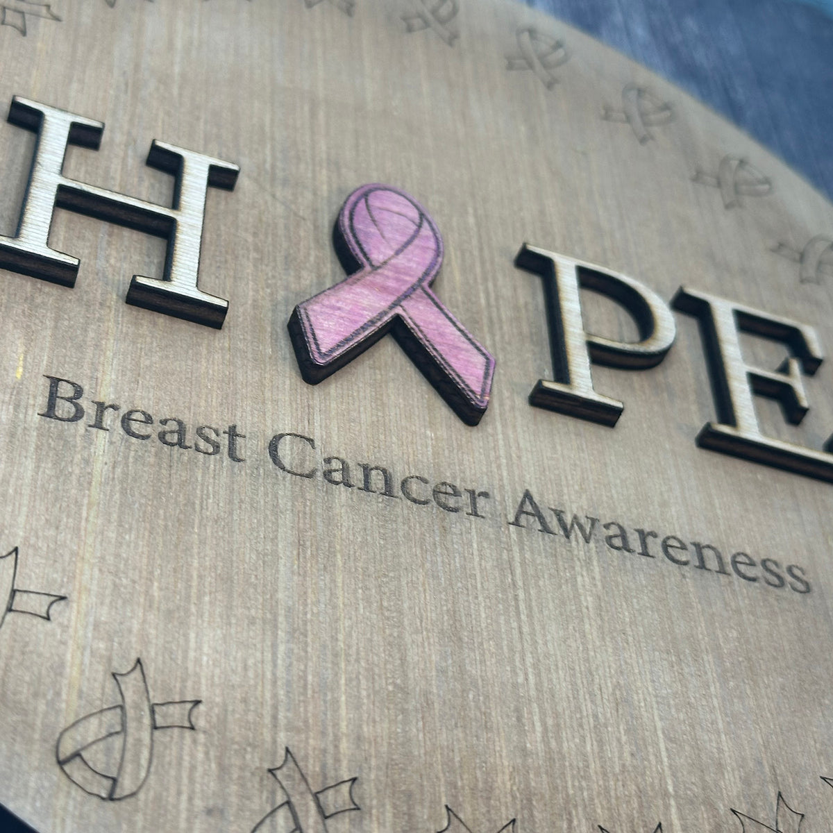 Hope Display Hope with Border of Ribbons Breast Cancer Awareness Door Sign ...