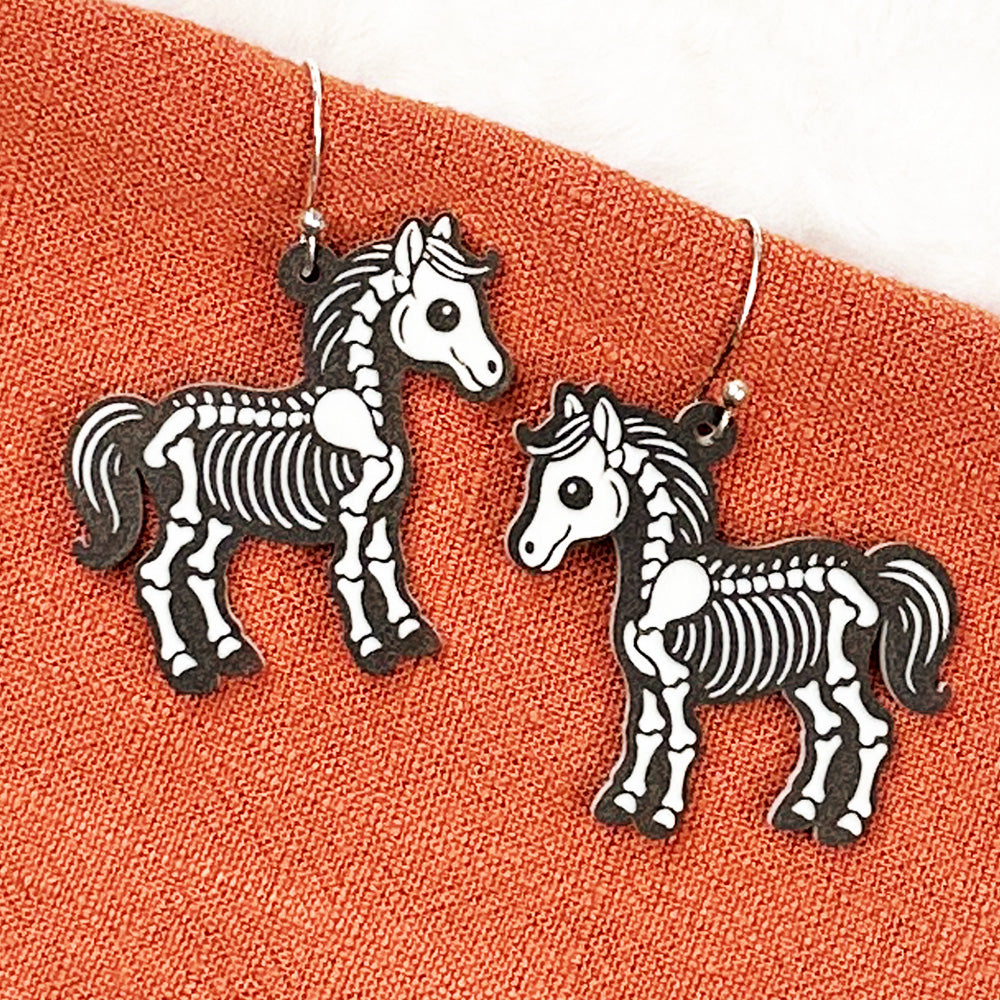 Horse Skeleton Halloween Earrings - Glowforge