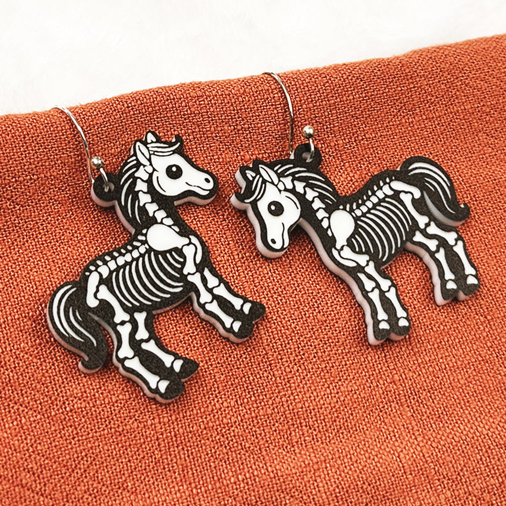 Horse Skeleton Halloween Earrings - Glowforge