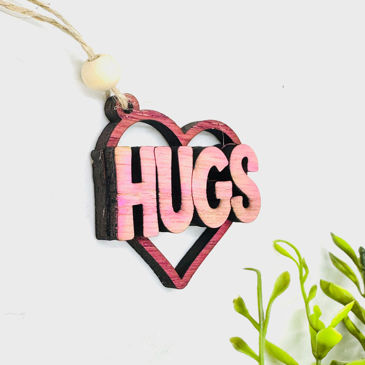 Hugs Heart Layered Car Charm - Glowforge