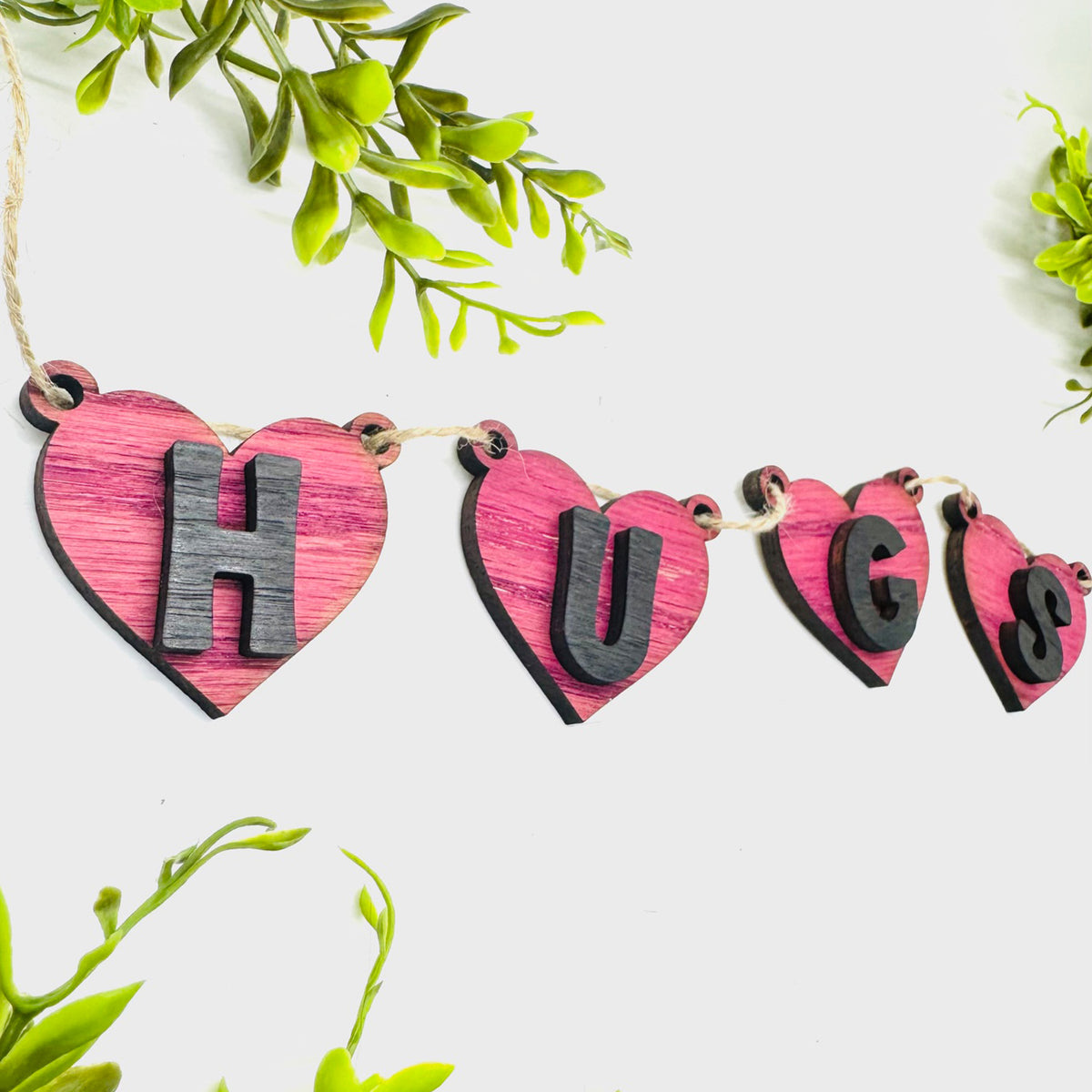 Hugs Layered Heart Banner - Glowforge