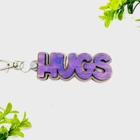 HUGS Layered Word Keychain