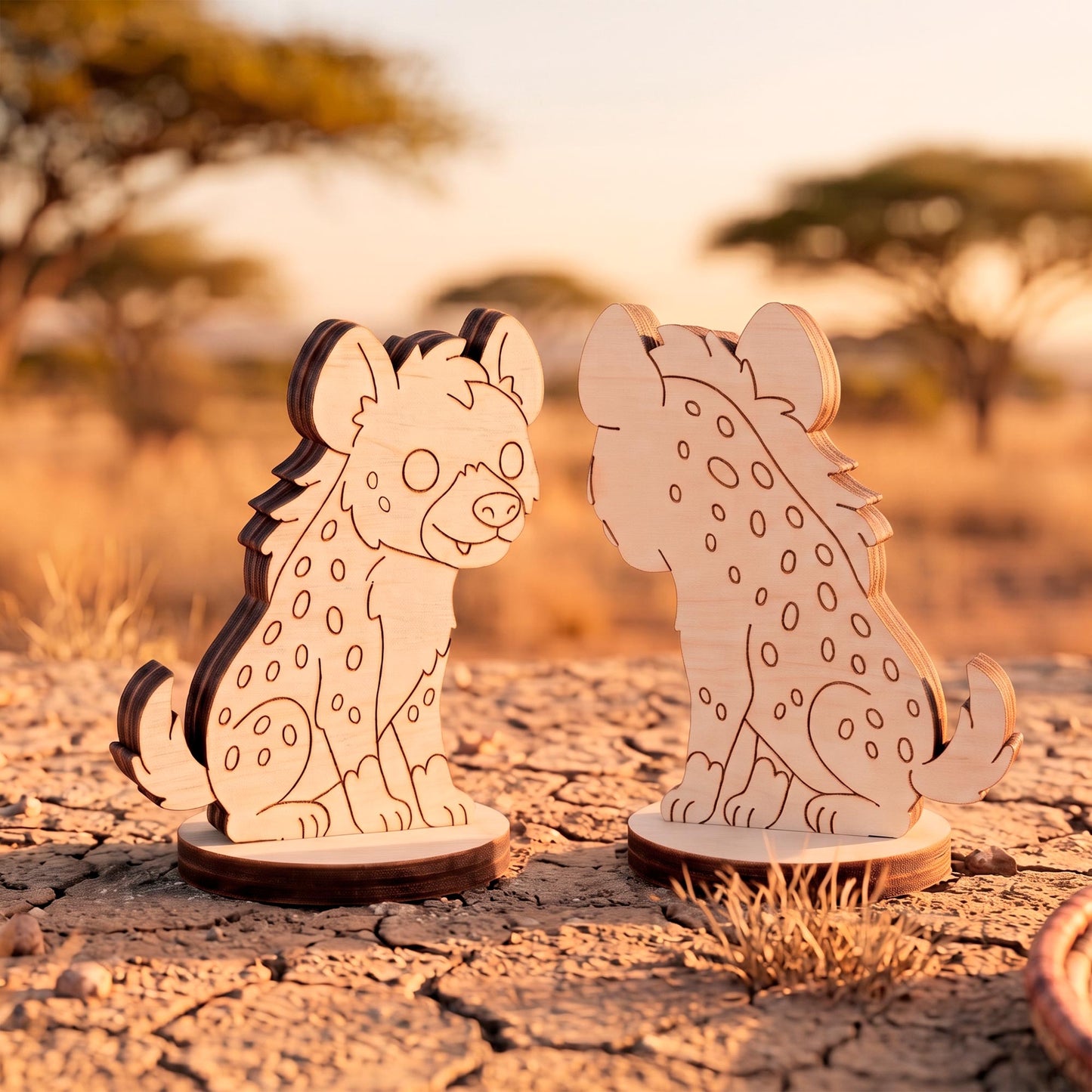 Hyena Dollhouse Toy - African Wildlife Figure for Play & Painting - Glowforge