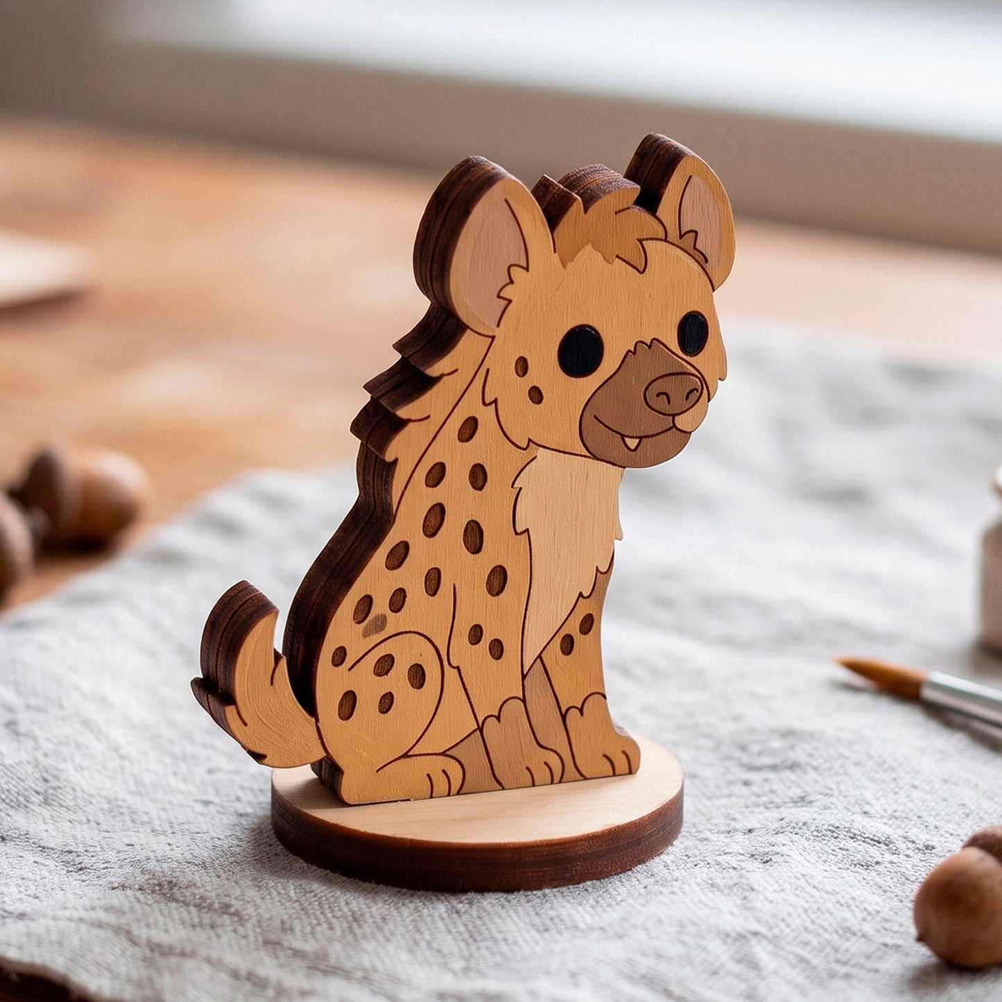 Hyena Dollhouse Toy - African Wildlife Figure for Play & Painting - Glowforge