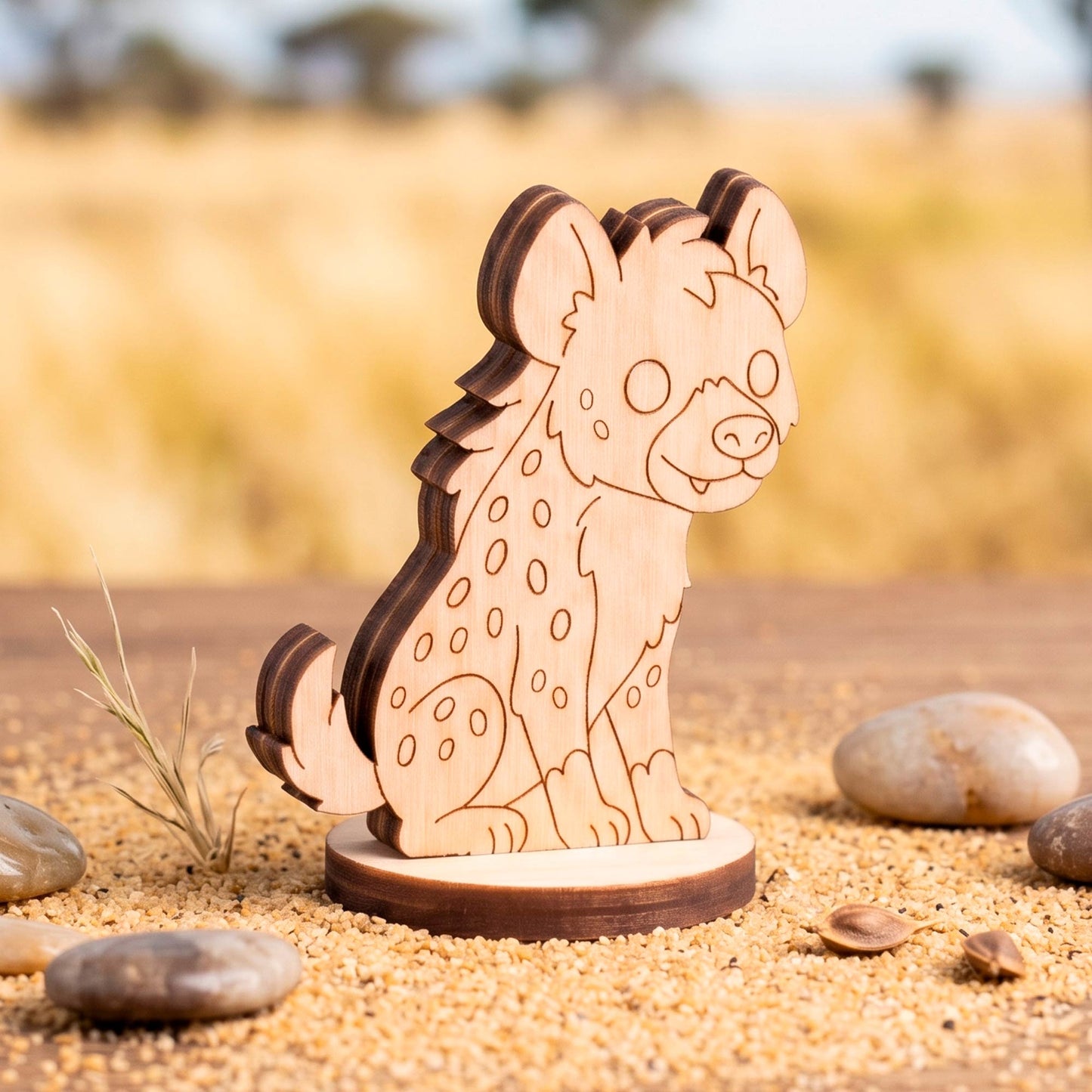 Hyena Dollhouse Toy - African Wildlife Figure for Play & Painting - Glowforge