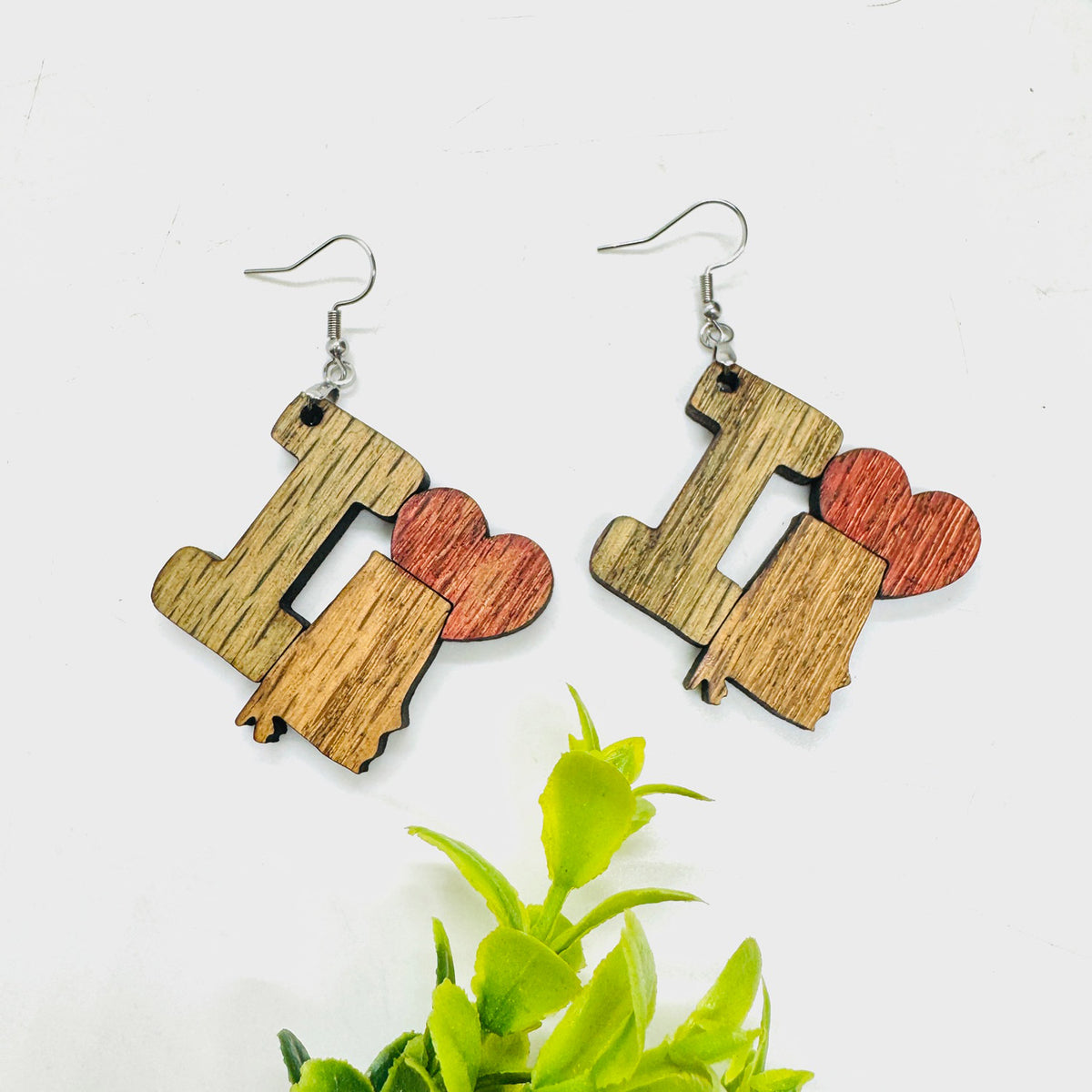 I Heart Alabama Earrings - State Pride Dangle Earrings - Glowforge
