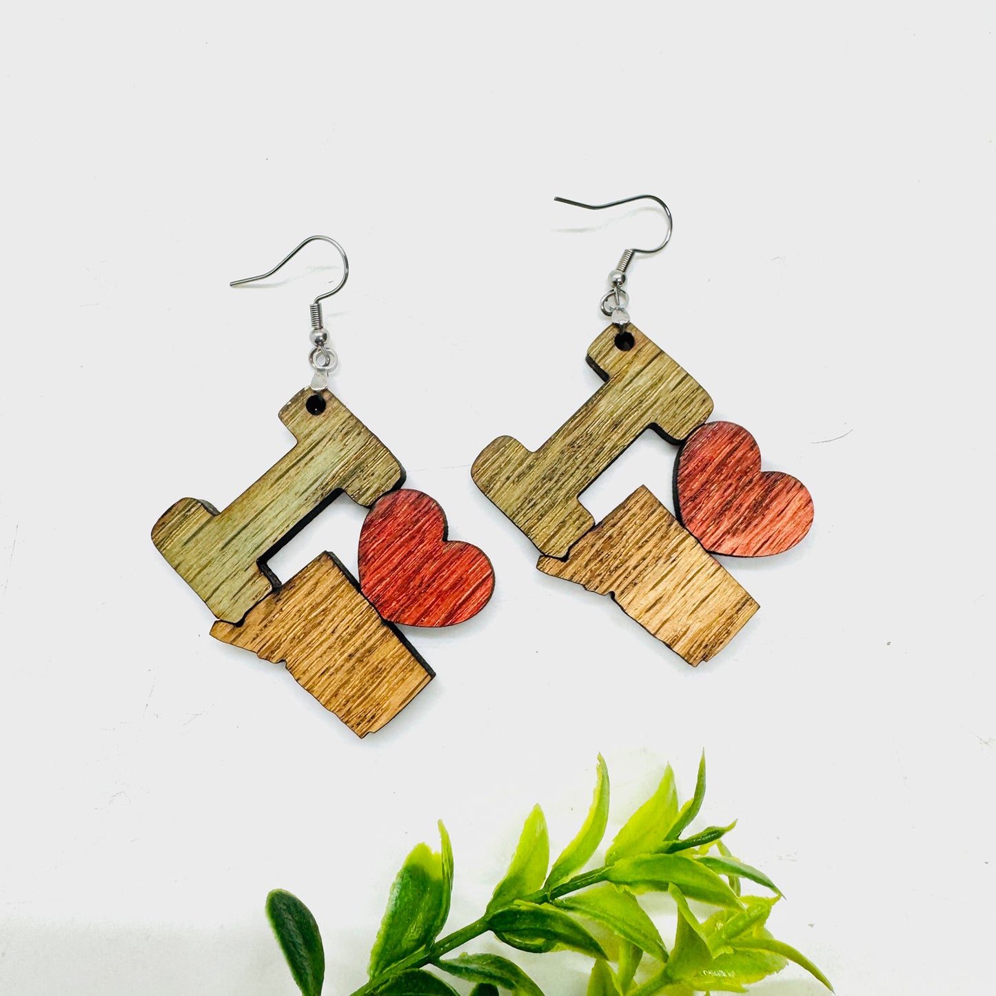 I Heart Connecticut Earrings - State Pride Dangle Earrings - Glowforge