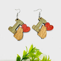I Heart Georgia Earrings - State Pride Dangle Earrings