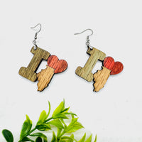 I Heart Illinois Earrings - State Pride Dangle Earrings - Glowforge