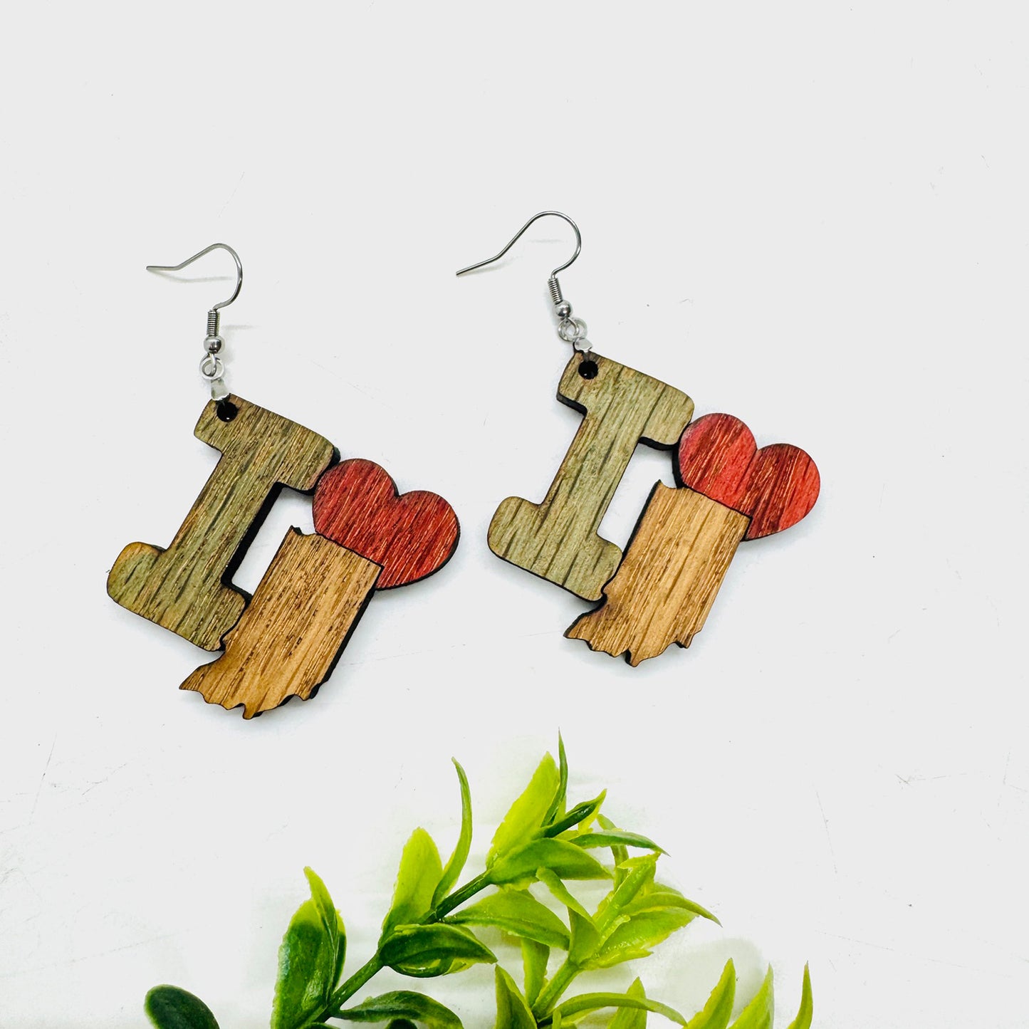 I Heart Indiana Earrings - State Pride Dangle Earrings