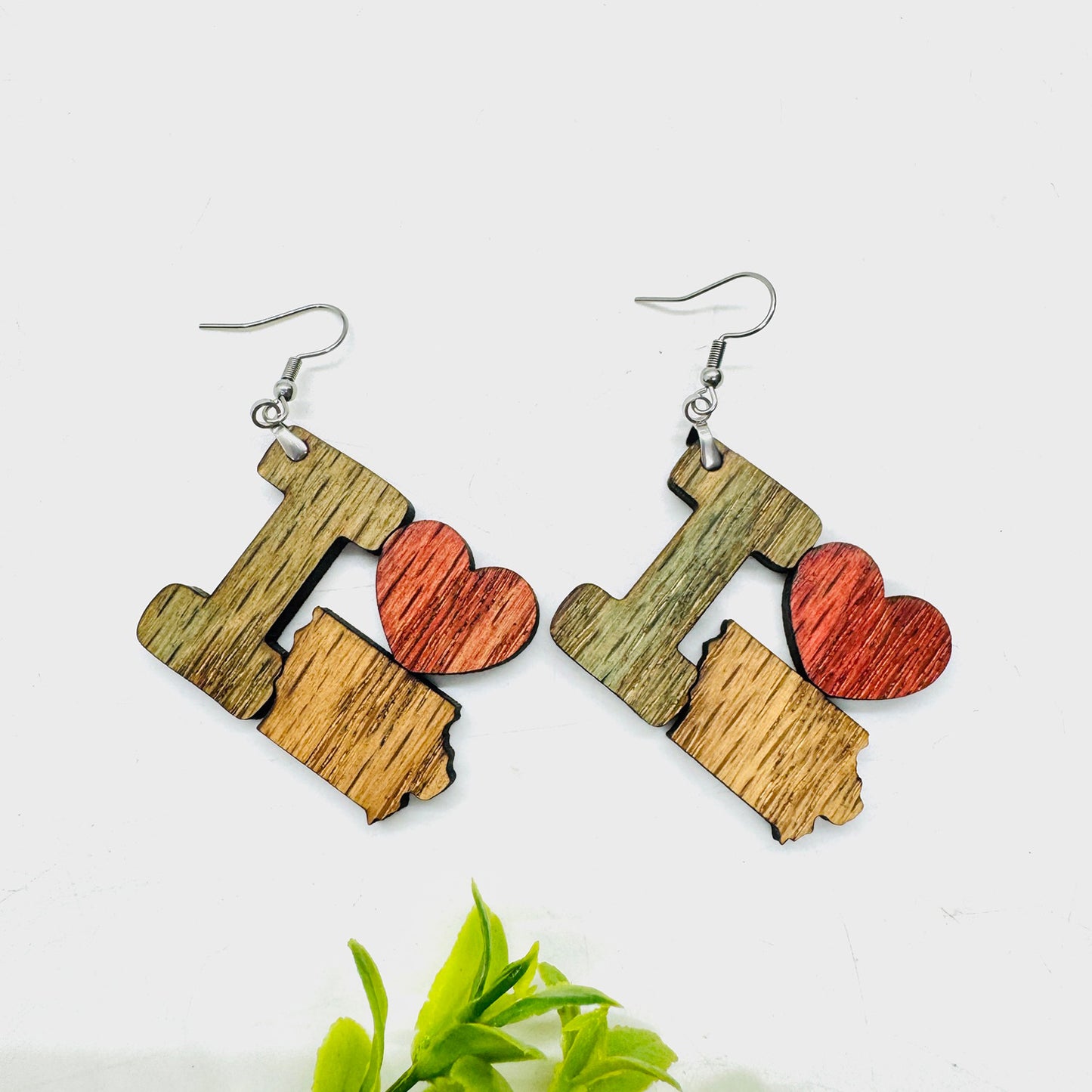 I Heart Iowa Earrings - State Pride Dangle Earrings - Glowforge