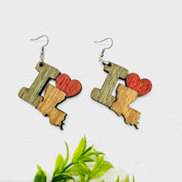 I Heart Louisiana Earrings - State Pride Dangle Earrings - Glowforge