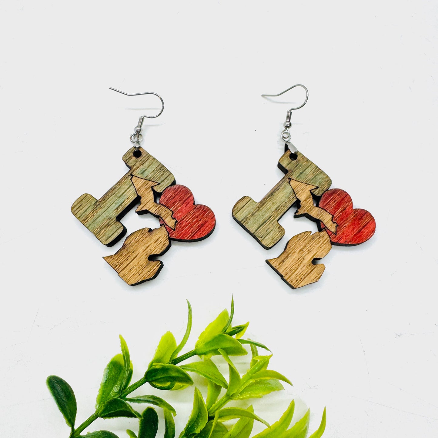 I Heart Michigan Earrings - State Pride Dangle Earrings