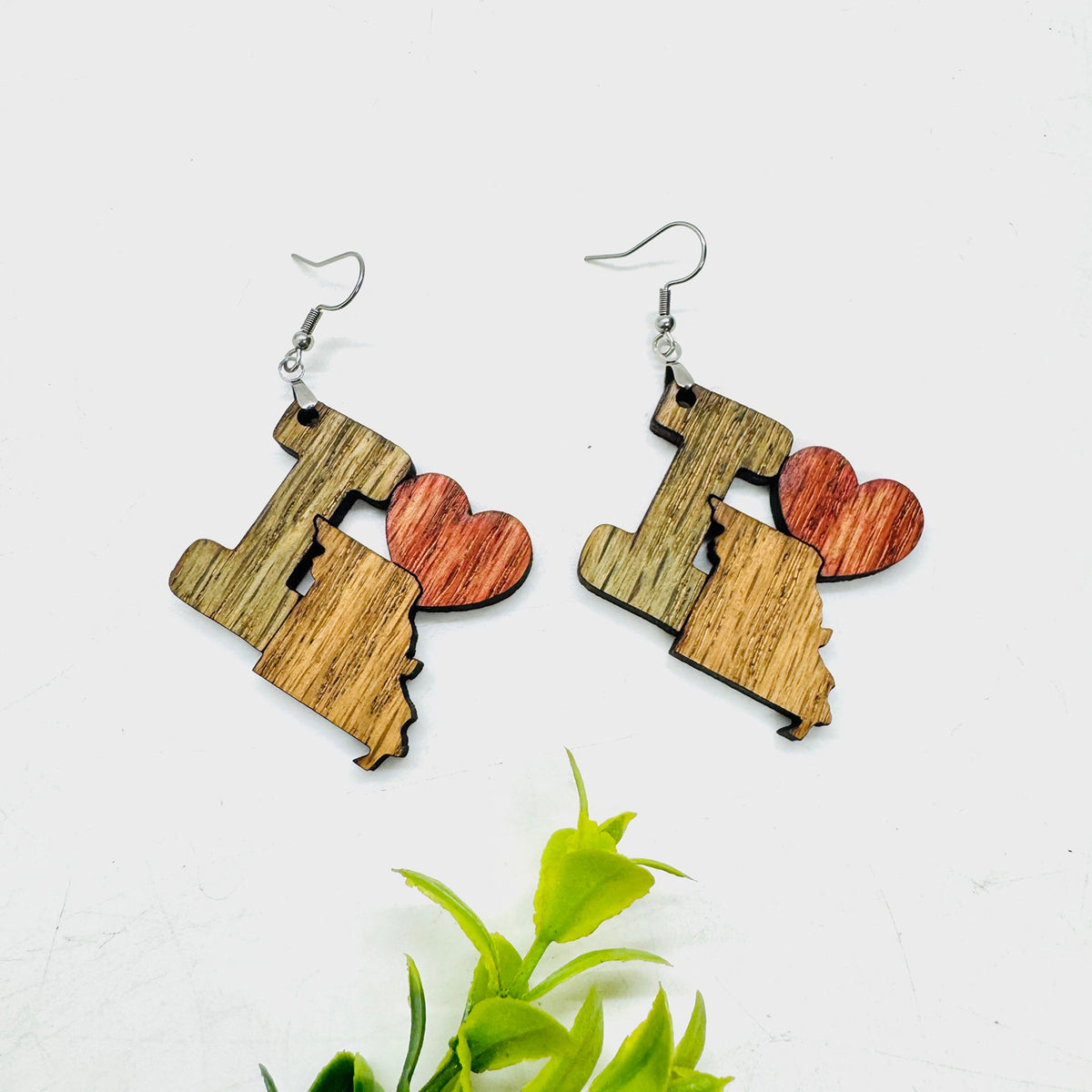 I Heart Missouri Earrings - State Pride Dangle Earrings - Glowforge