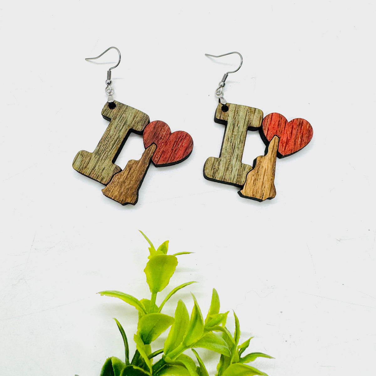 I Heart New Hampshire - State Pride Dangle Earrings - Glowforge