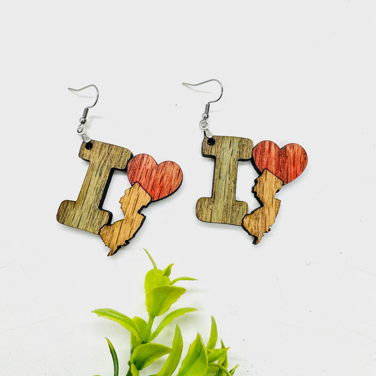 I Heart New Jersey - State Pride Dangle Earrings - Glowforge