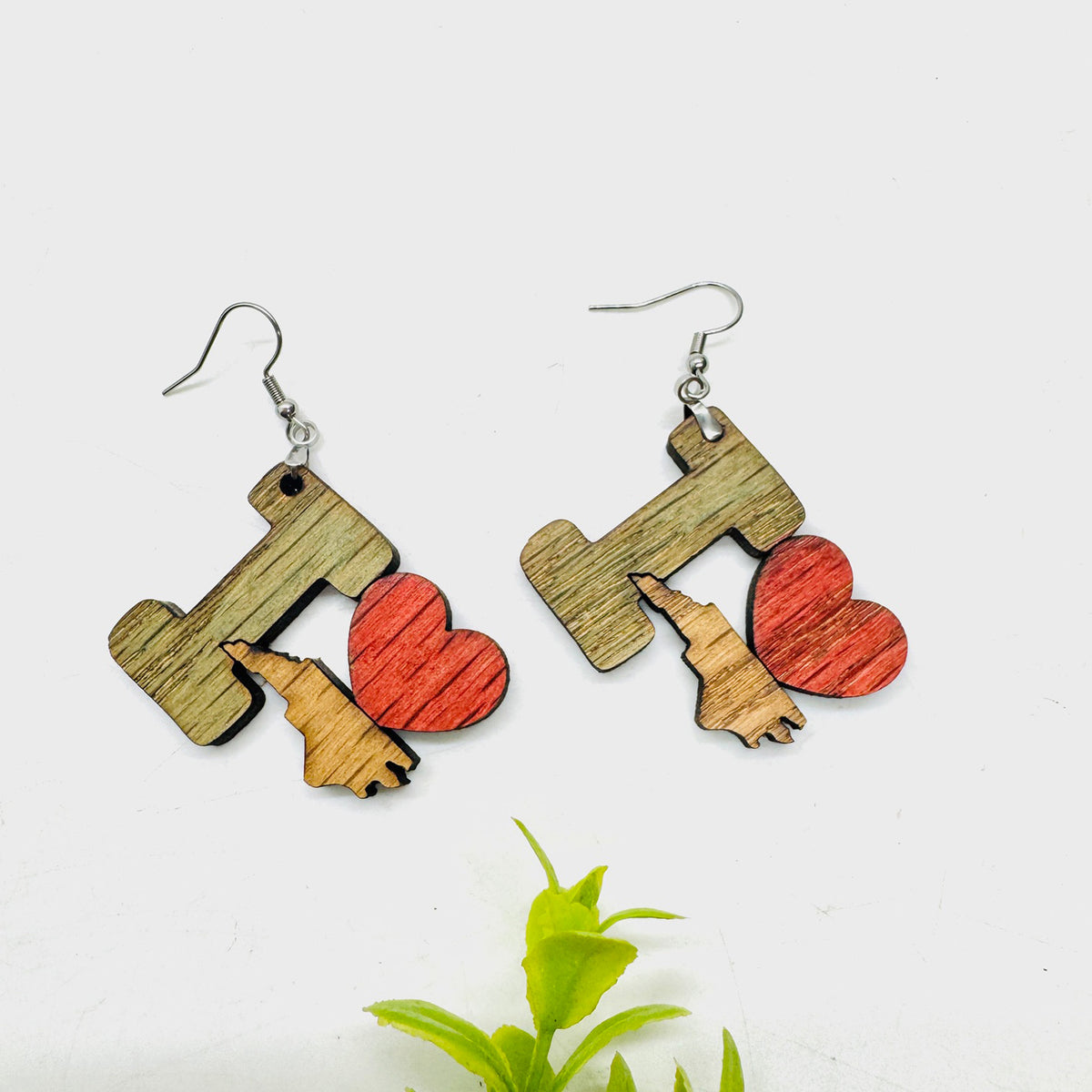 I Heart North Carolina - State Pride Dangle Earrings - Glowforge