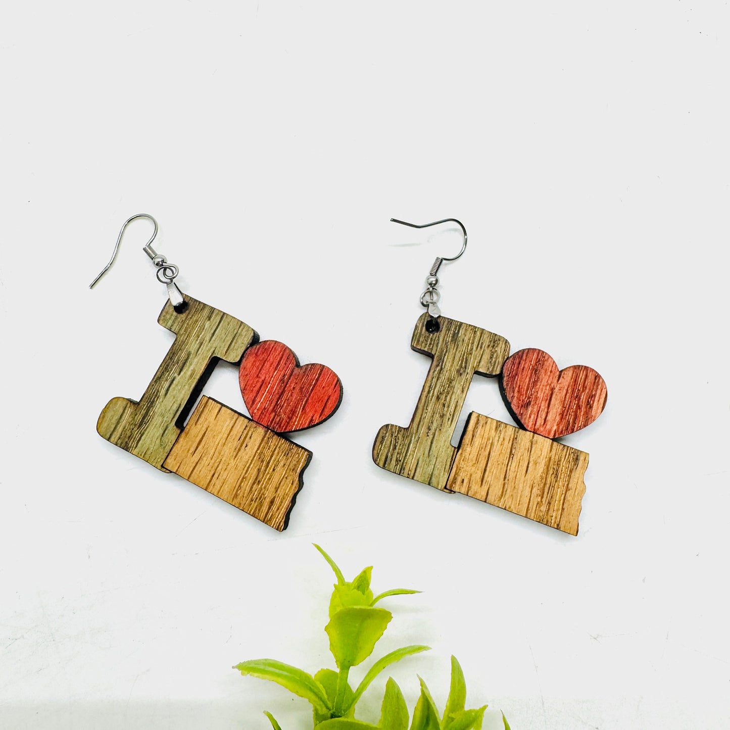 I Heart North Dakota- State Pride Dangle Earrings - Glowforge