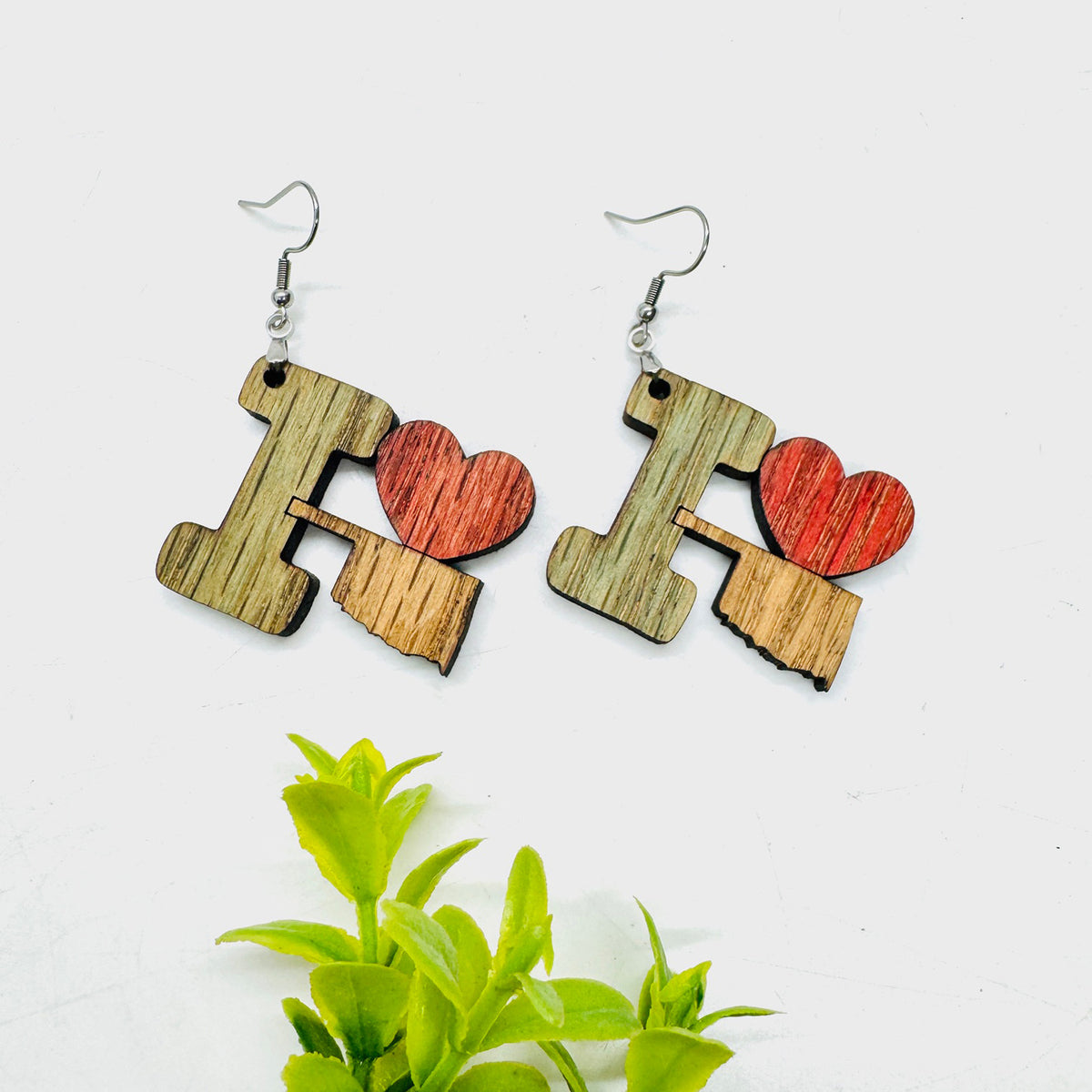 I Heart Oklahoma- State Pride Dangle Earrings - Glowforge
