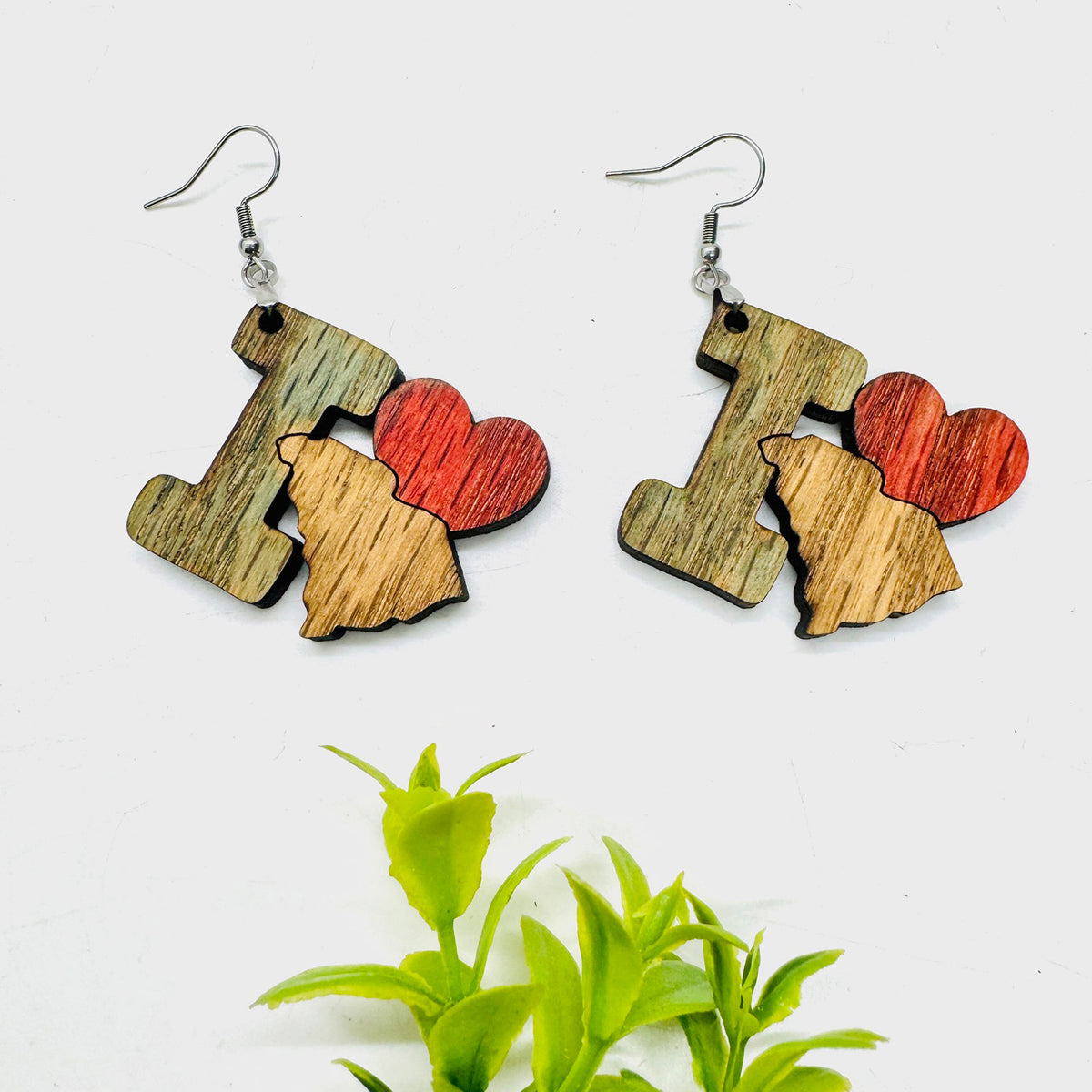 I Heart South Carolina - State Pride Dangle Earrings - Glowforge