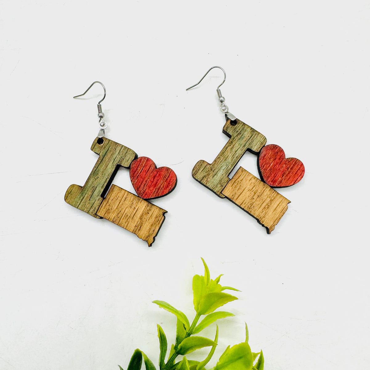 I Heart South Dakota- State Pride Dangle Earrings - Glowforge