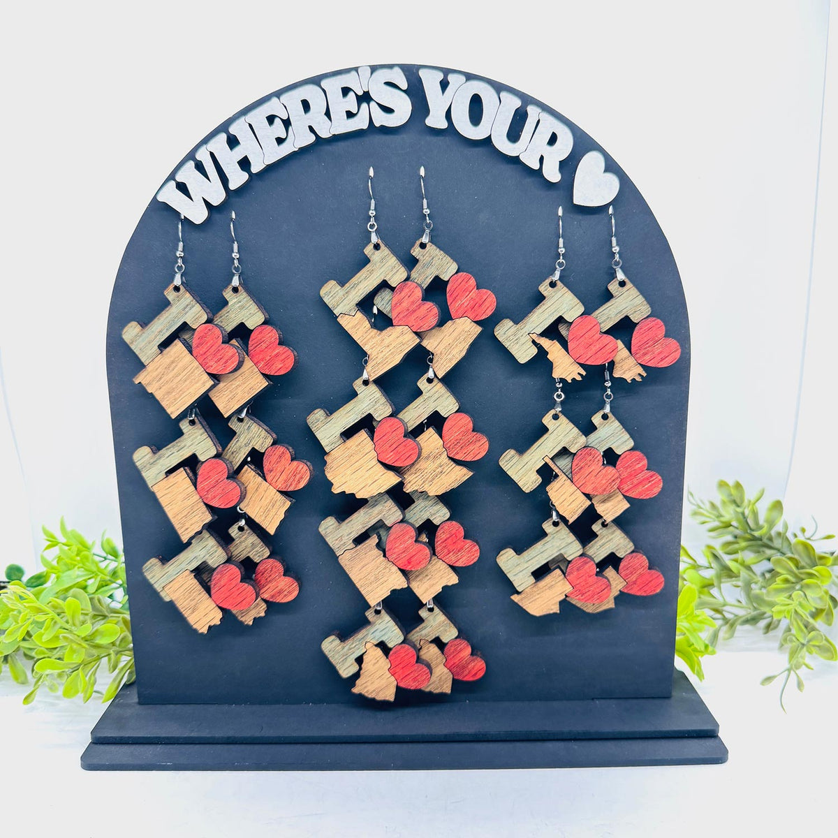 I Heart Earrings - State Pride Dangle Earrings with Stand - Glowforge