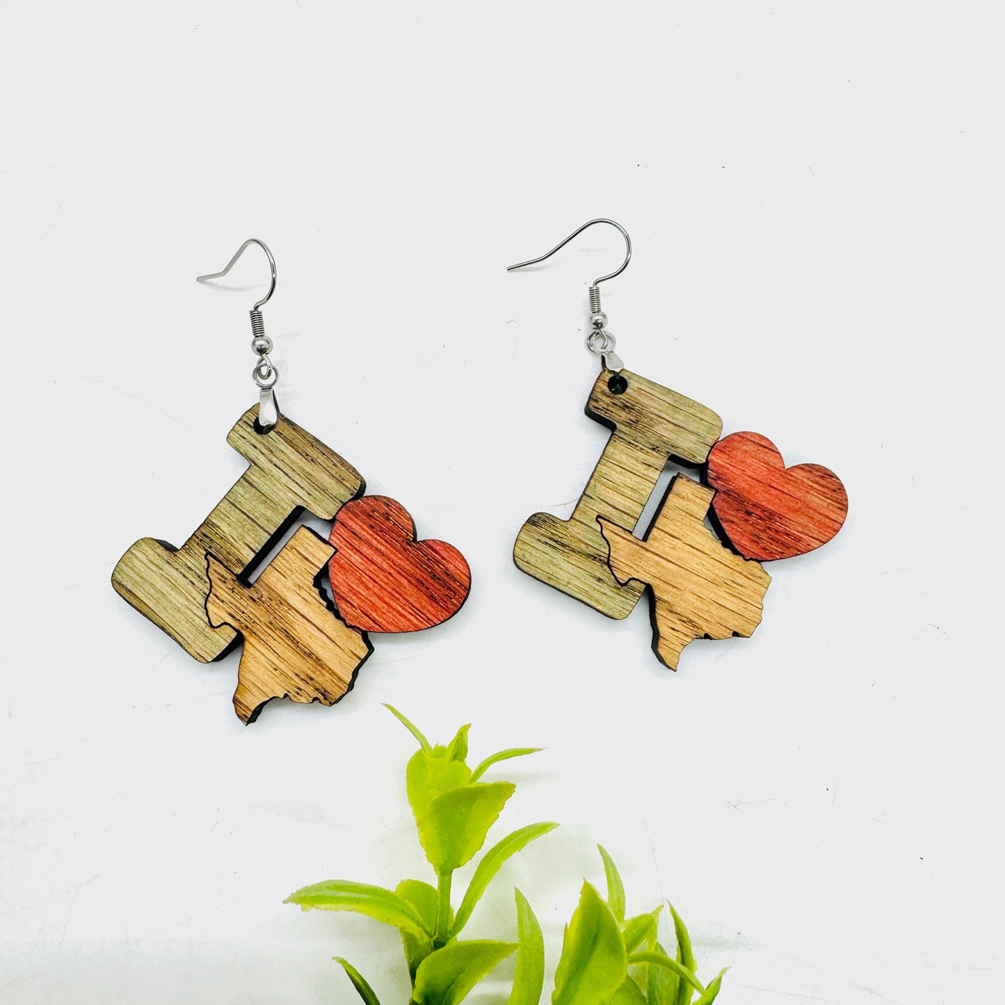 I Heart Texas - State Pride Dangle Earrings - Glowforge
