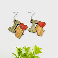 I Heart Wisconsin - State Pride Dangle Earrings