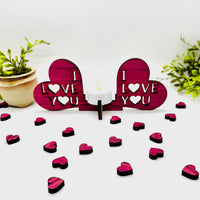 I Heart You Candle Holder with Heart Confetti - Valentines Decor - Glowforge
