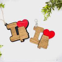 I Love Alabama Keychain Bag Tag Car Charm 3 & 4 Layer Versions (Set of 2)