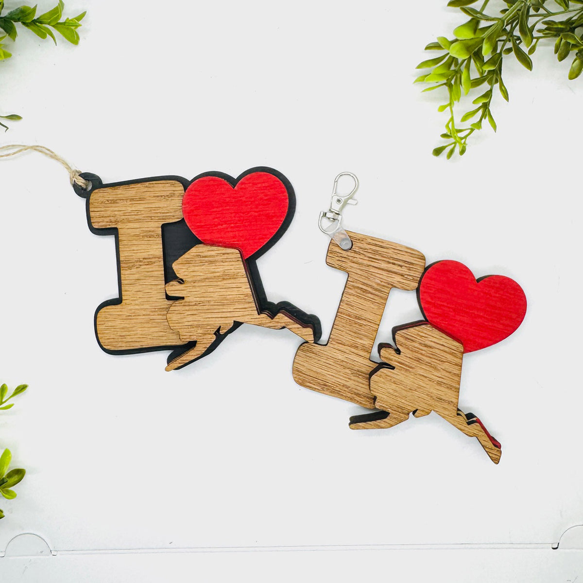 I Love Alaska Keychain Bag Tag Car Charm 3 & 4 Layer Versions (Set of 2) - Glowforge