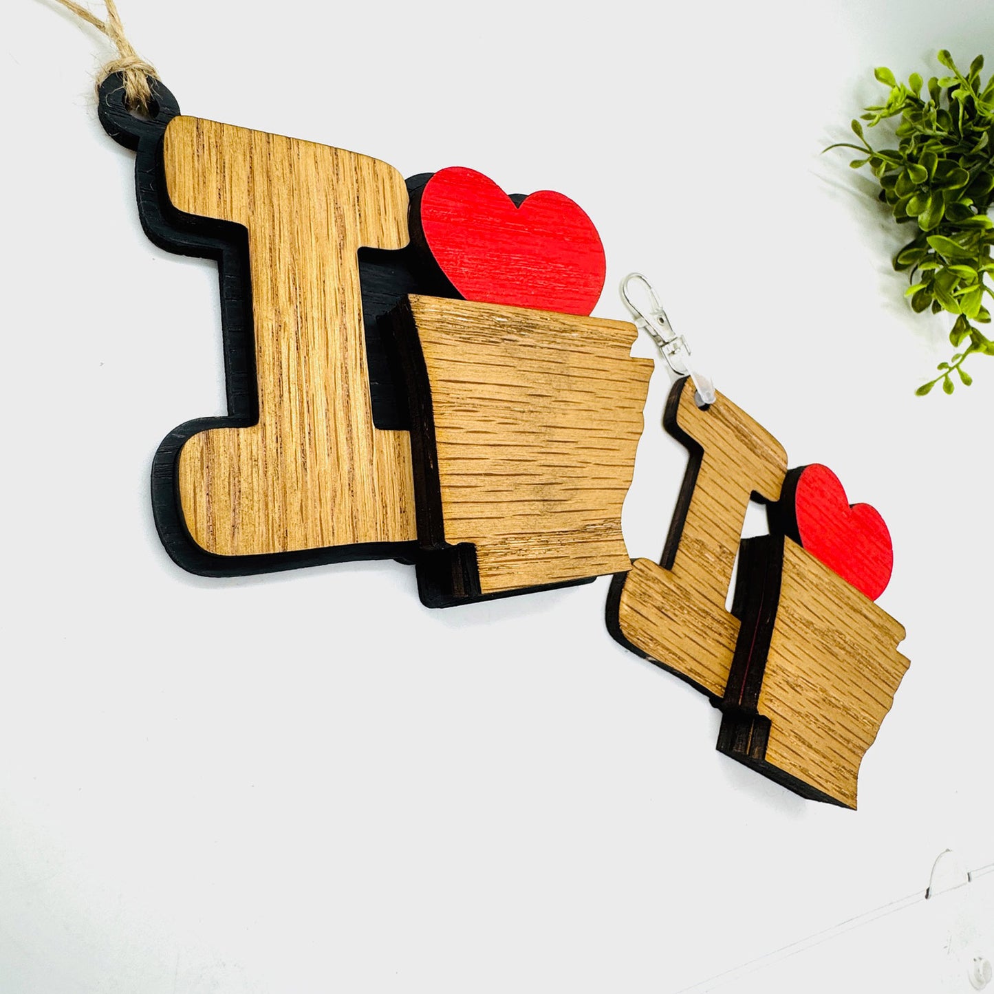 I Love Arkansas Keychain Bag Tag Car Charm 3 & 4 Layer Versions (Set of 2) - Glowforge
